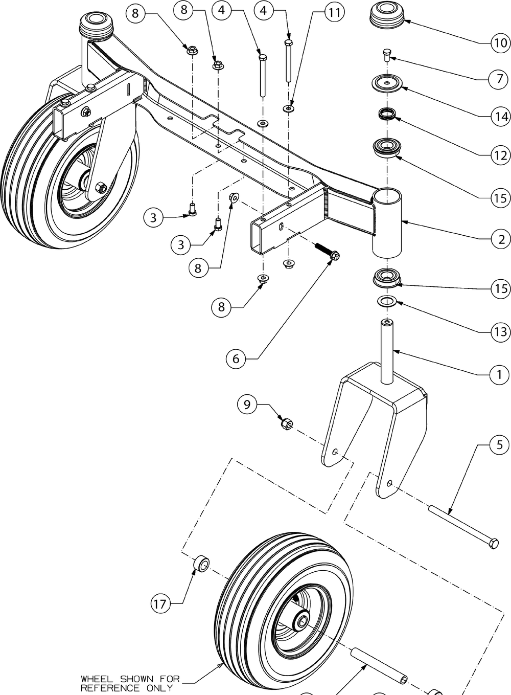 Front Axle Diagram and Parts List for Z-FORCEL54KH (17ASDALC056)(2017) Cub Cadet Lawn Tractor
